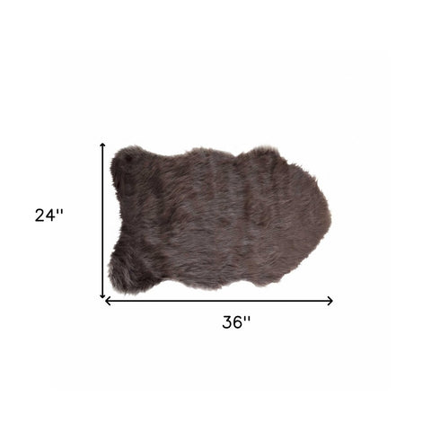 2' X 3' Black Faux Sheepskin Animal Print Washable Area Rug